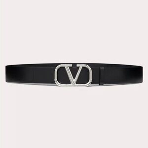 Valentino Garavani Black VLOGO SIGNATURE CALFSKIN BELT 40 MM